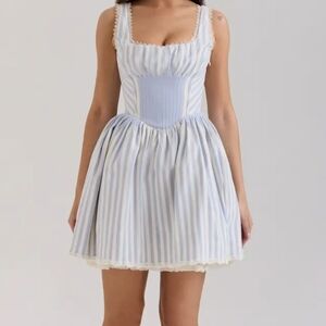 BRAND NEW House of CB Liesl Stripe BLUE Corset Minidress-Size Large